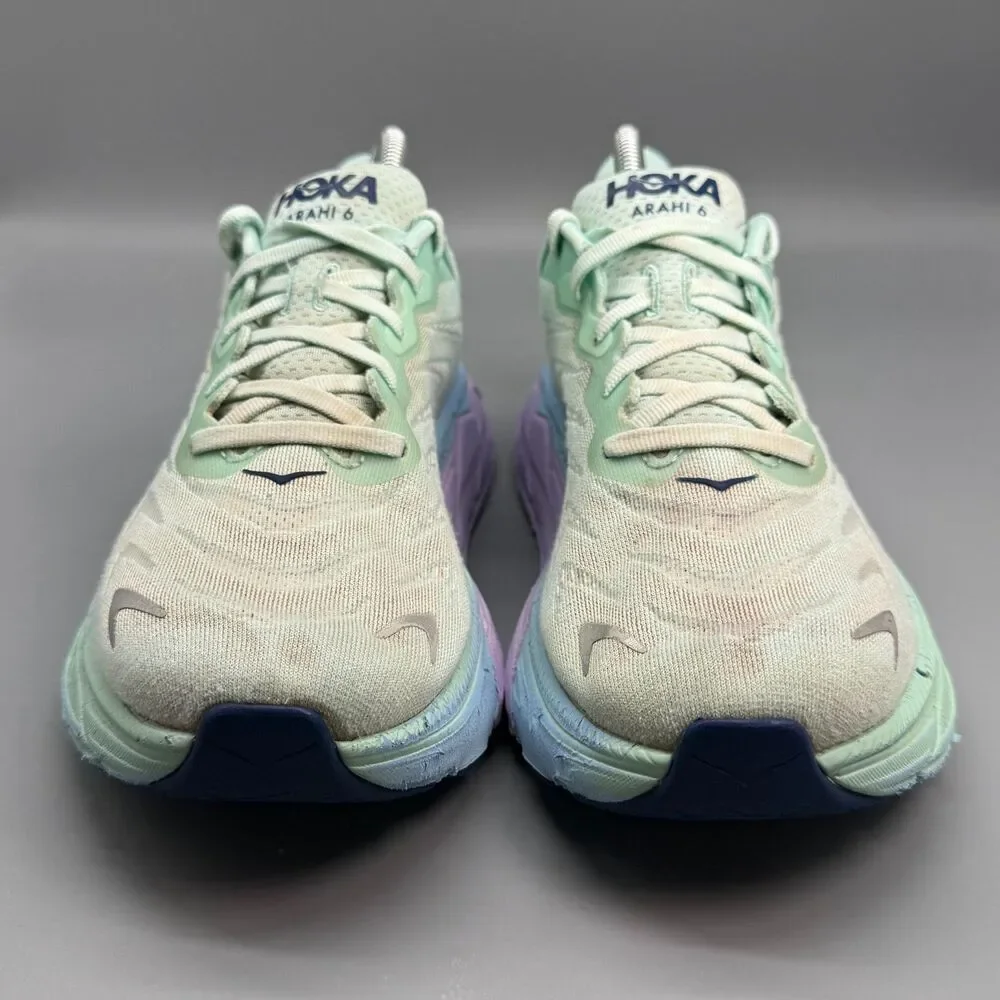 Hoka One One Arahi 6 Womens 9 B Green Mint White Athletic Running Sneakers Shoes